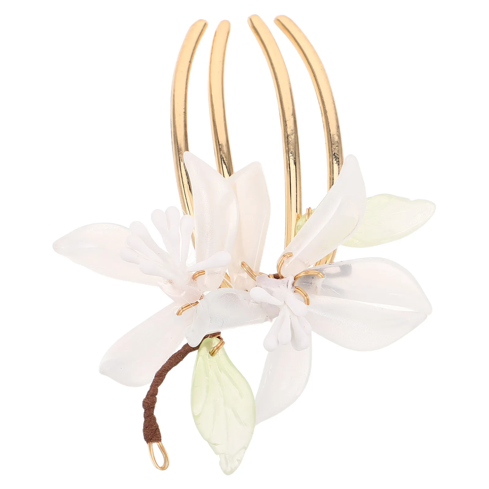 Vintage U Shaped Flower Hair Comb Pin Floral Hairpin for Wedding Evening Party Secure Hold Decorative Styling Accessories