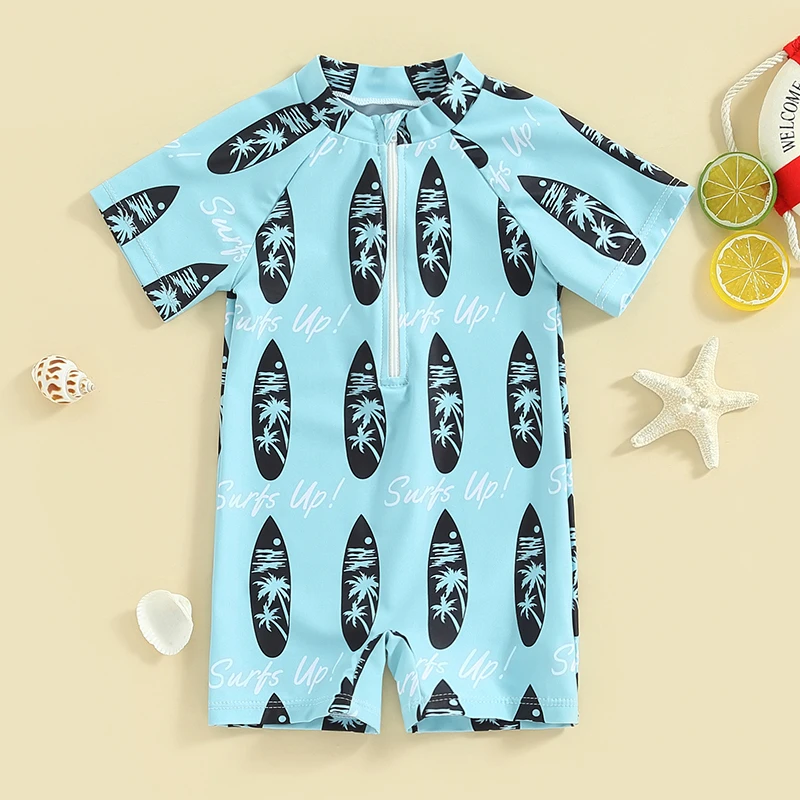 Bañador de manga corta para bebé, traje de baño con cremallera, protección solar, traje de baño para playa, 0 a 24 meses