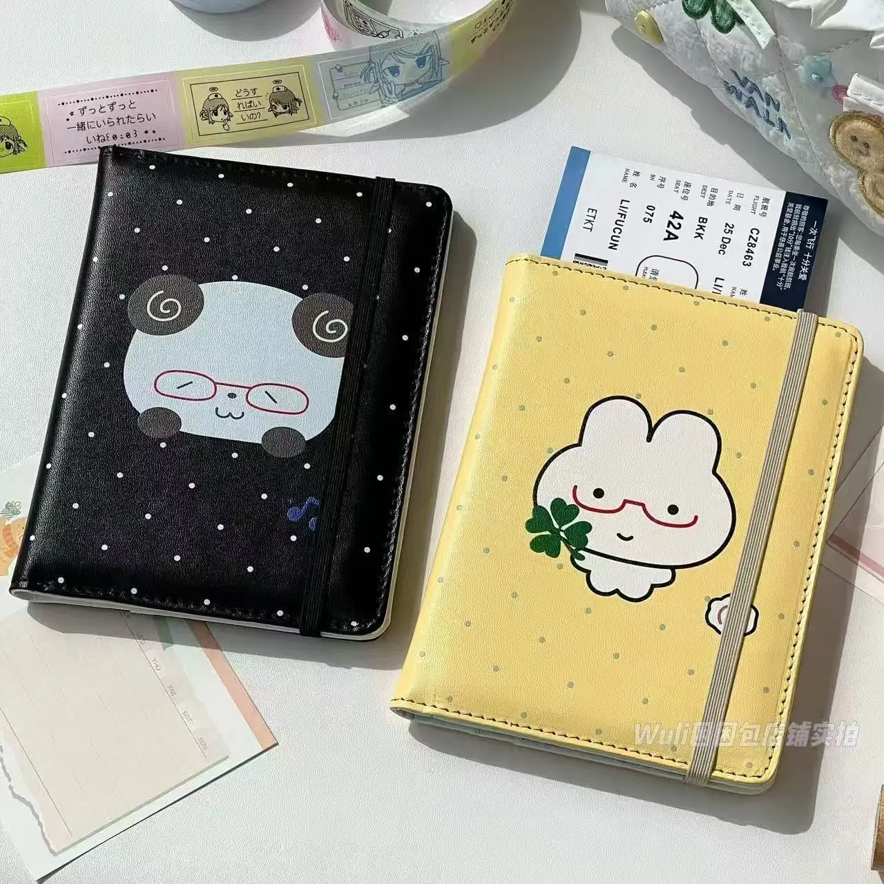 

Кожаный зажим для паспорта в горошек из кроличьей кожи, многофункциональная сумка для карточек, портативная сумка для хранения документов в японском стиле