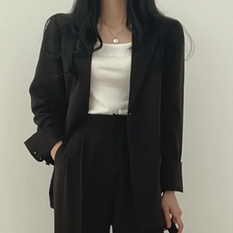 Fashion 2026 Spring and Autumn Small Suit Retro jacket slim 2-piece Set For Women Korean Style Casual Top and Pants Suit