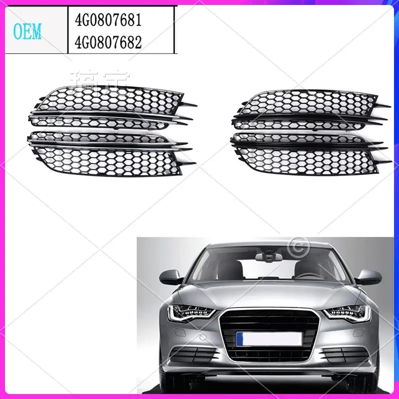 

AR-2X Fog Light Lamp Grille Cover For A6 C7 A7 2012-2015 Honeycomb Mesh Fog Light Bezel 4G0807681 4G0807682