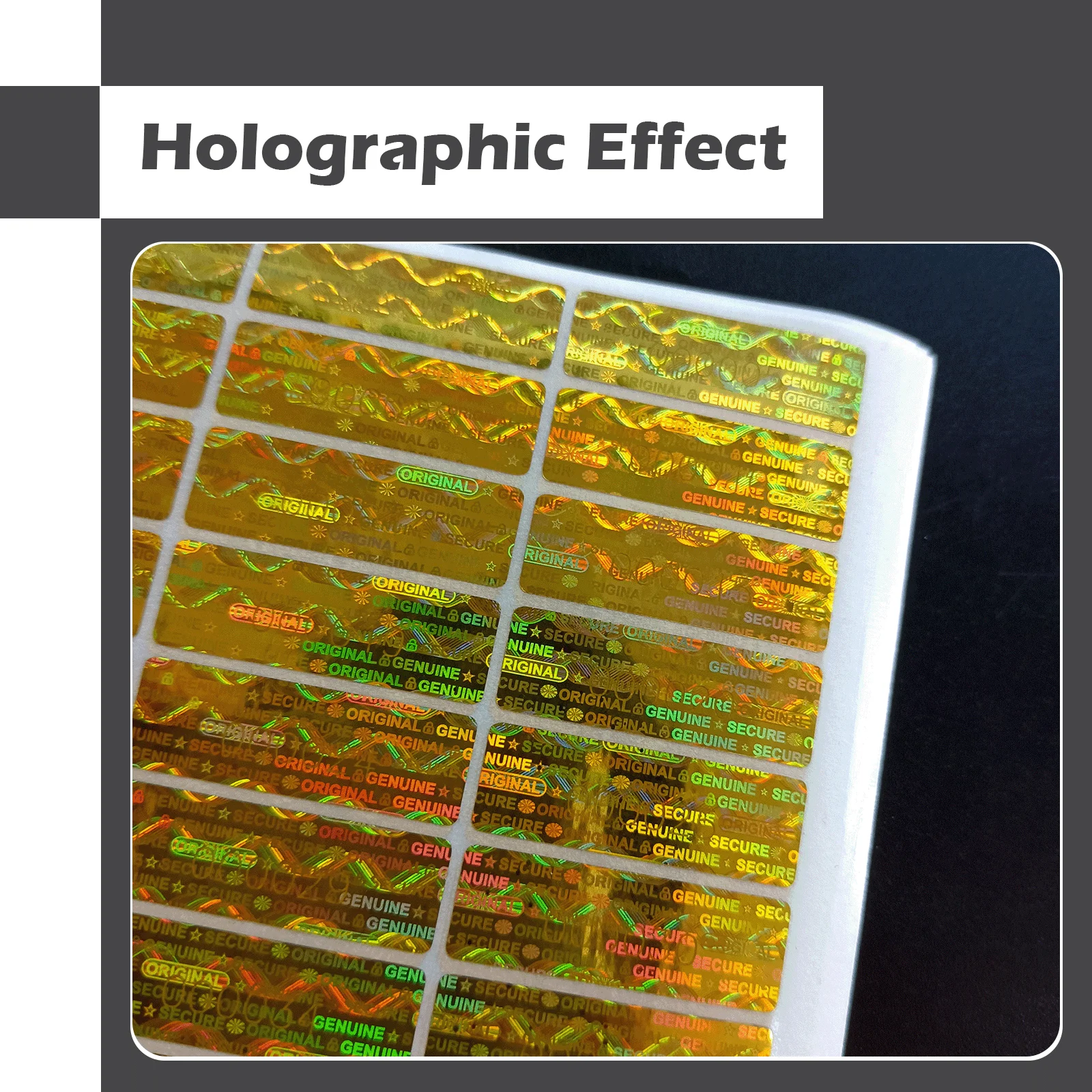 Gold Tamper Evident holographic Stickers Labels, High Security Void Warranty Seal, Hologram Stickers with number,3x1cm