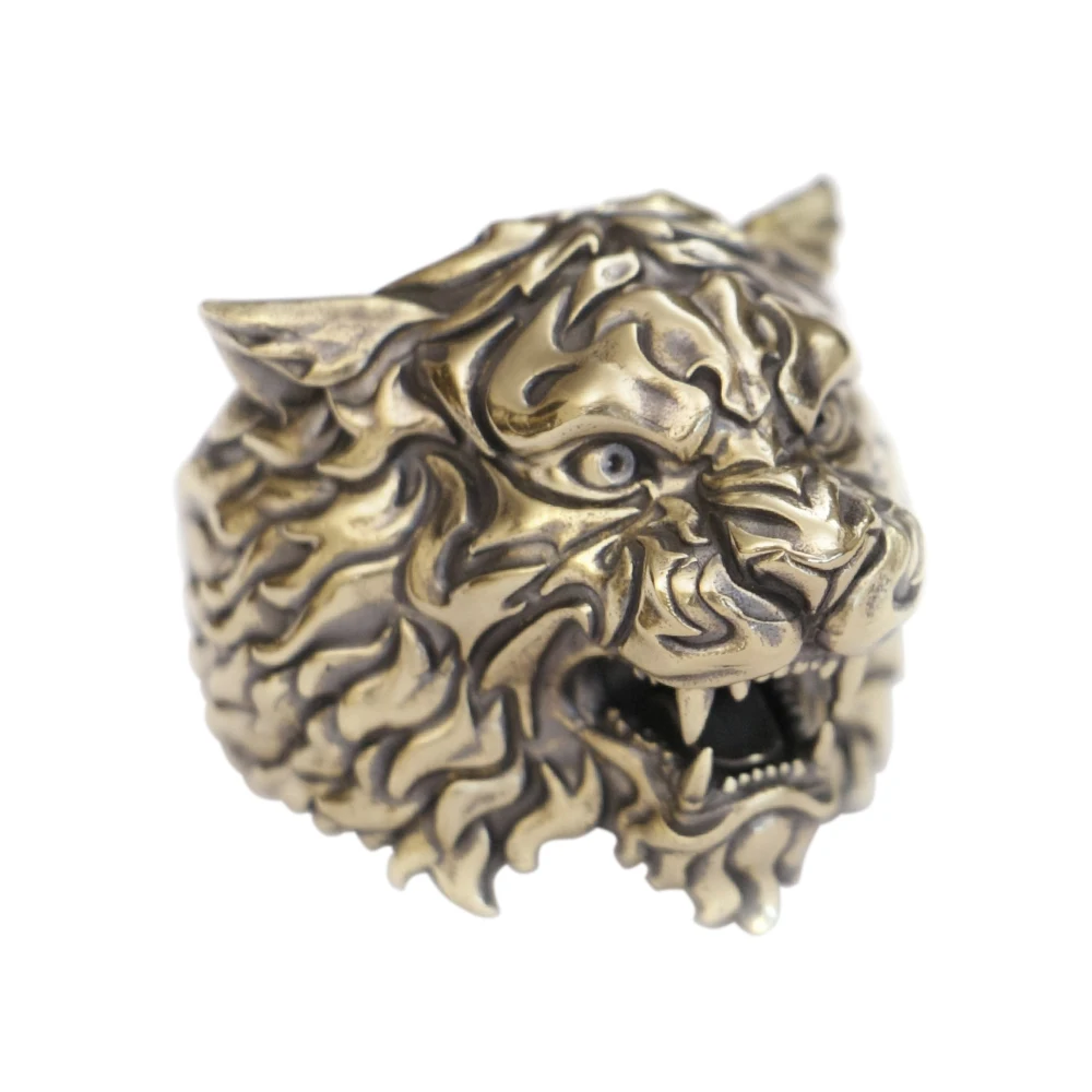 Huge Brass Armored Tiger Ring Biker Rock Punk Jewelry BR398 US Size 7~15