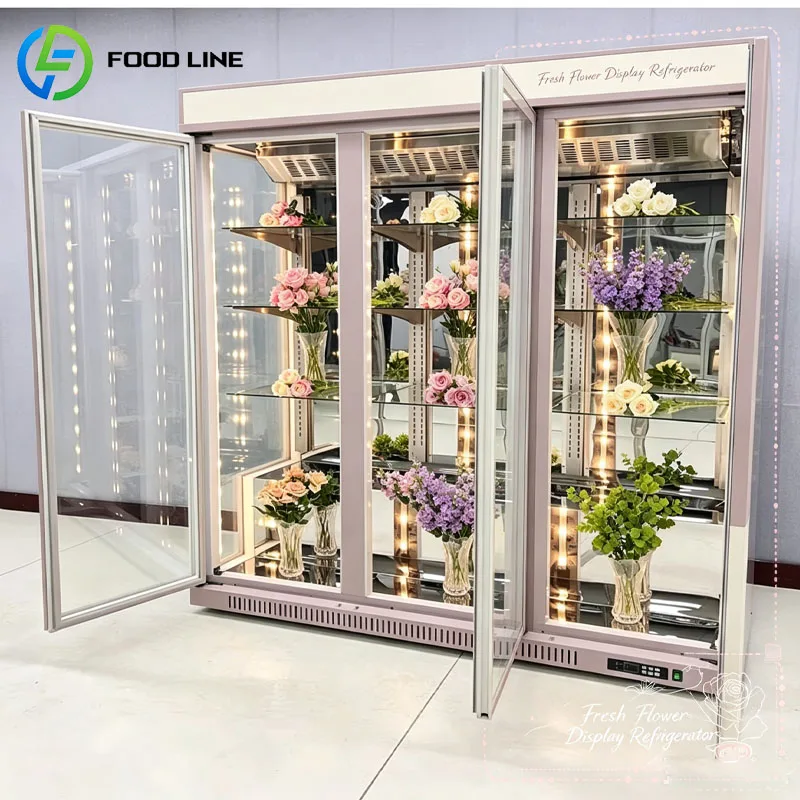 Flower Preservation Cabinet Refrigerated Showcase Fresh Cut Flower Cooler Retail Shop Equipment Customized