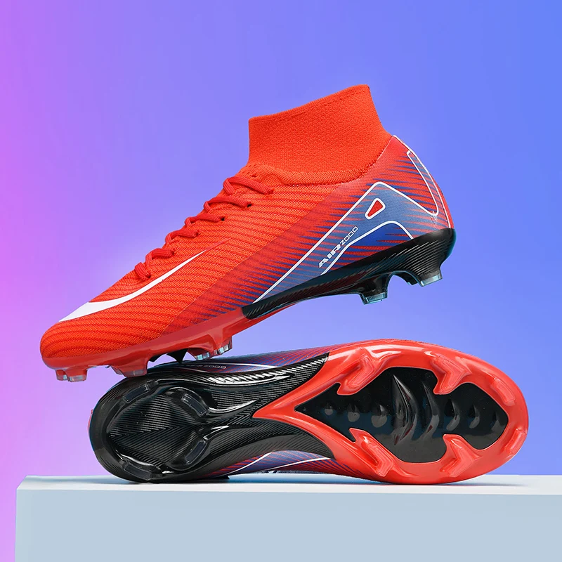 

Новые мужские футбольные бутсы с длинными шипами для матчей на открытом воздухе, для тренировок, нескользящие, дышащие, удобные, для мальчиков и взрослых.