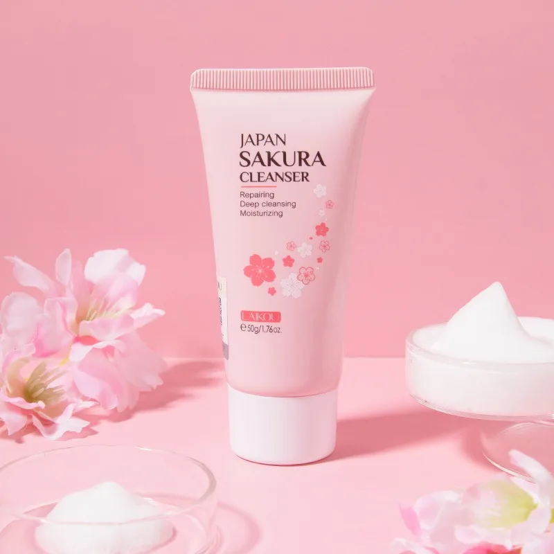 Sakura Cleanser Rich Foam Deep Clean Remove Grease Improve Oily Face Wash Cream Delikatny nawilżający krem do mycia twarzy Remove Blackhead Cleanser