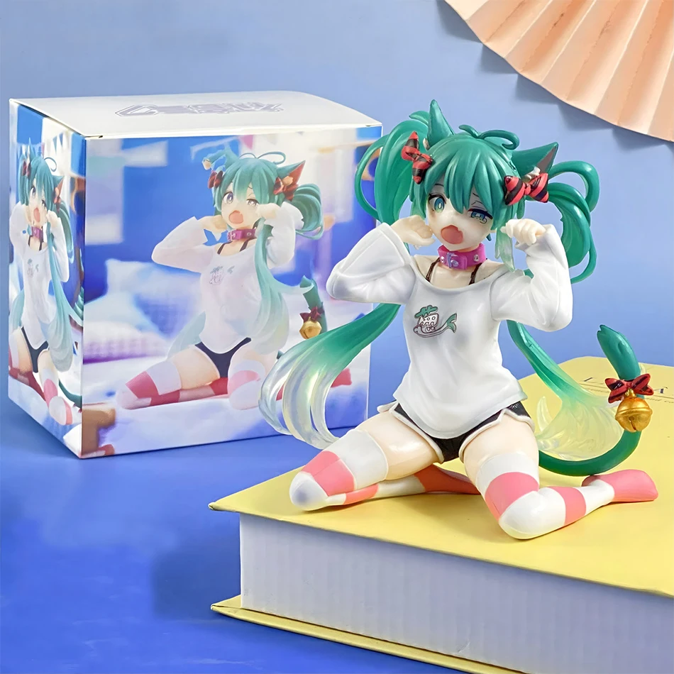 

Hatsune Miku Desktop Cute Action Figure 11cm Neko T-Shirt Ver. Anime Figurine Kawaii Girl Model Toy Gift
