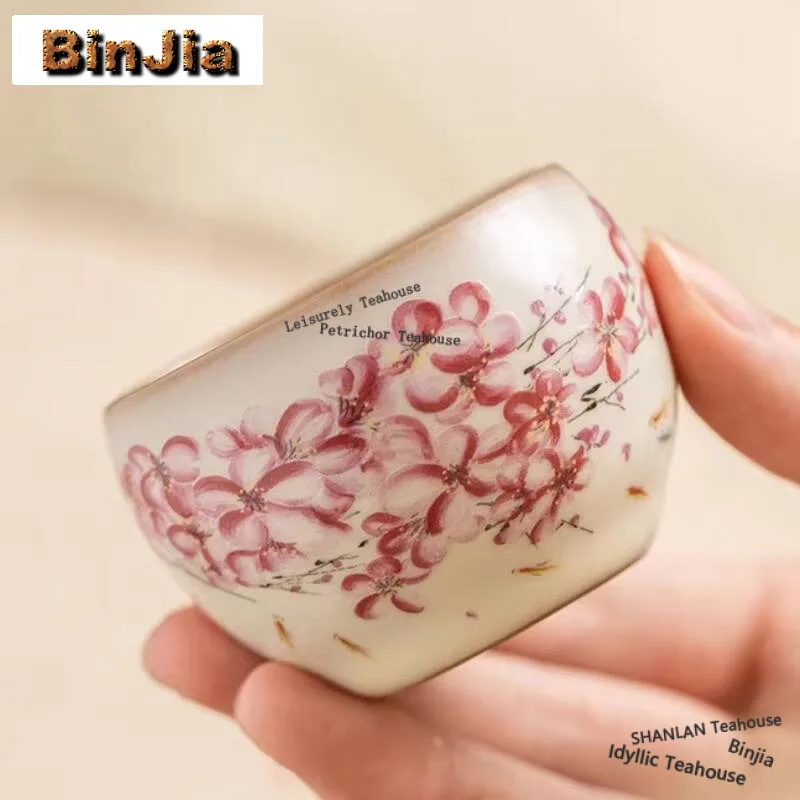 

30ml High-end Lard Jelly Ceramic Teacup Pear Blossom Master Cup Small Meditation Cup Tea Bowl Women's Kung Fu Tea Set Collection