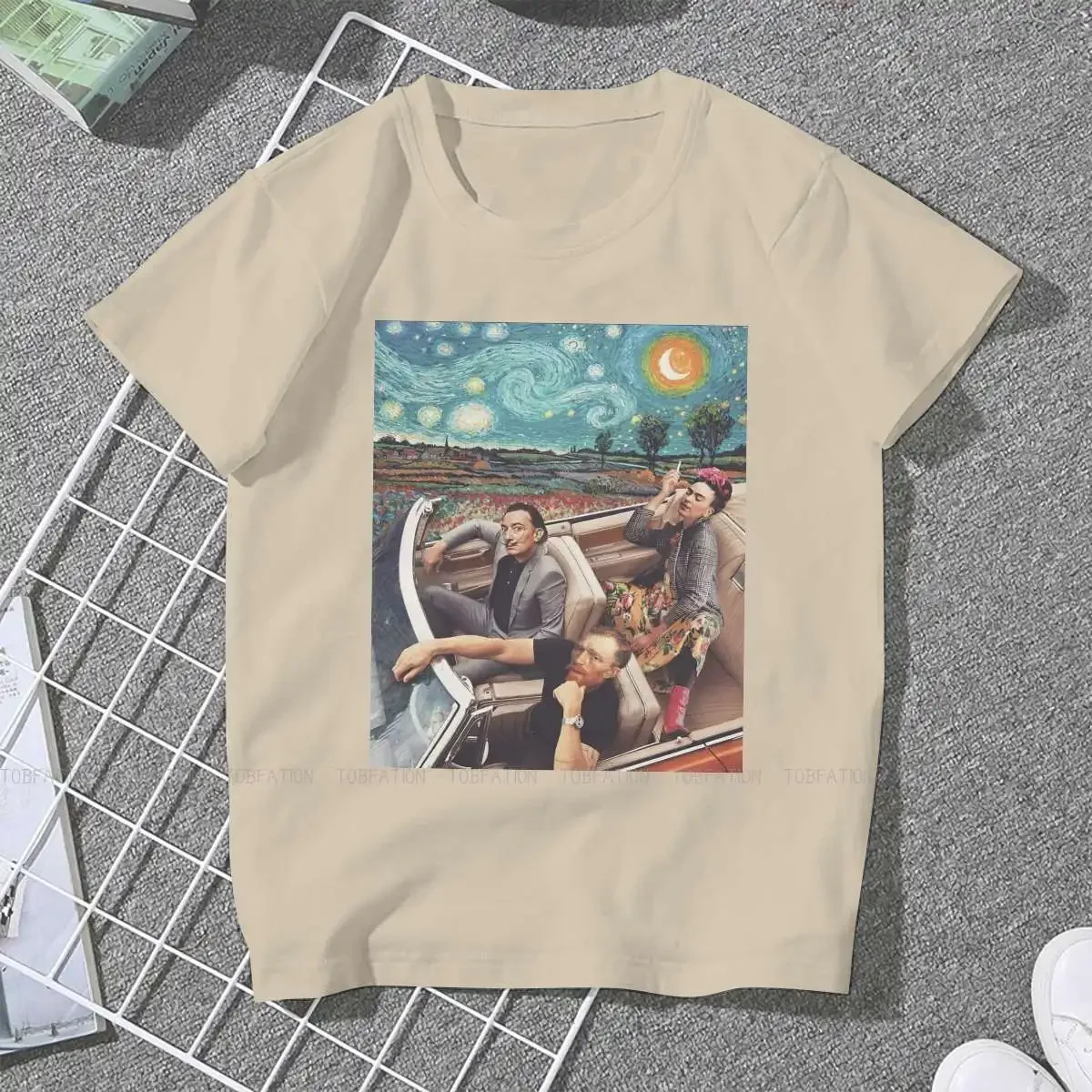 Female Clothing Loose Cotton Graphic Tops Van Gogh and Friends In a Car  Tshirts Funny Artwork Aesthetic Vintage anime clothes