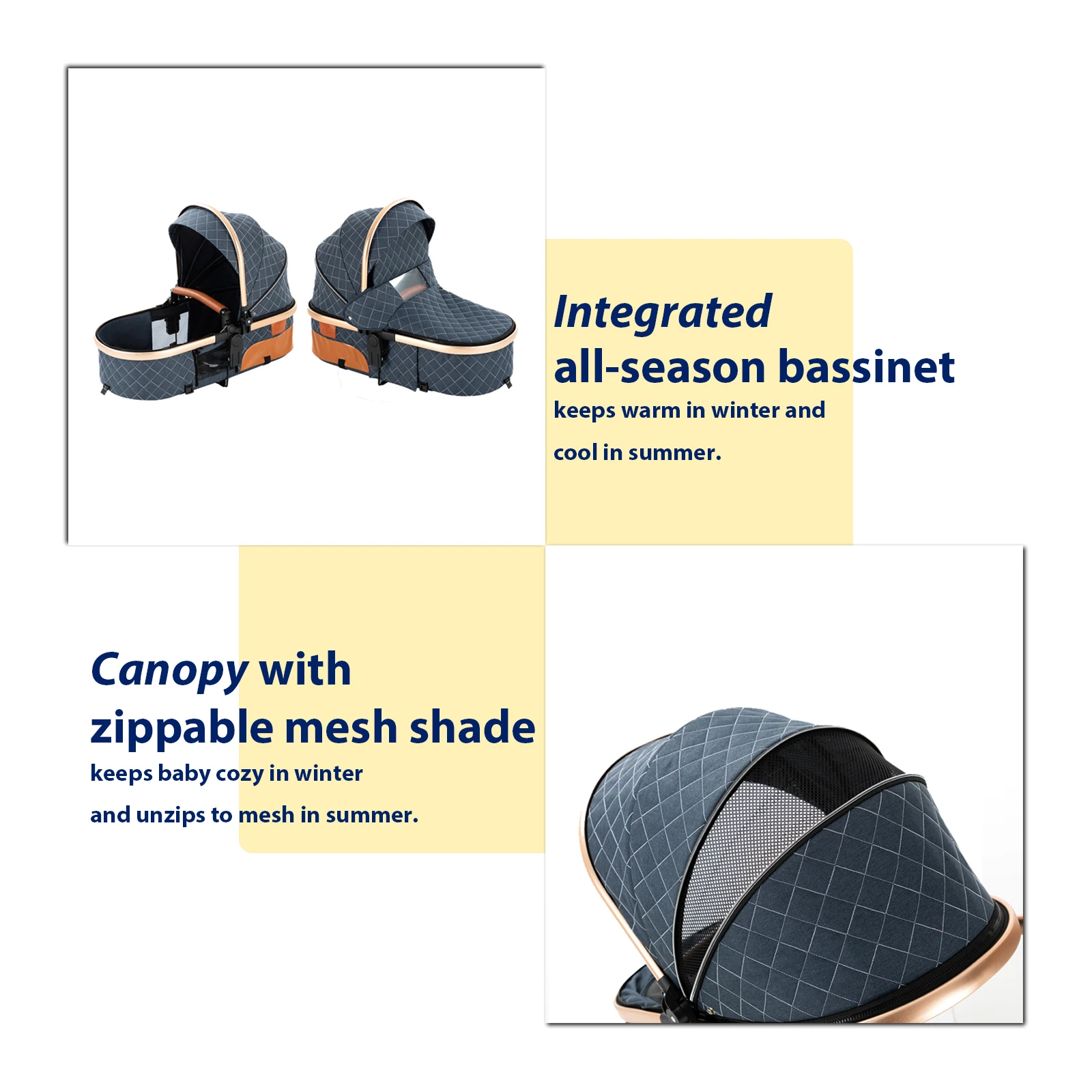 Lightweight Baby Stroller 3 in 1 Newborns Travel System Prams Multifunctional High Landscape Baby 4 IN 1 Strollers with Isofix image 2