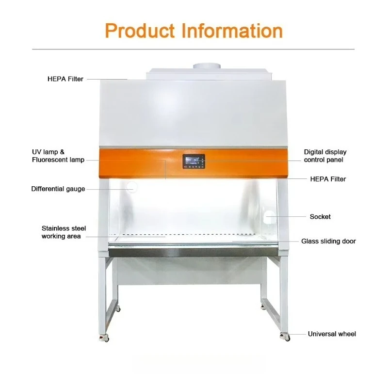 Stainless Steel Class  Biological Safety Cabinet 100% Exhaust