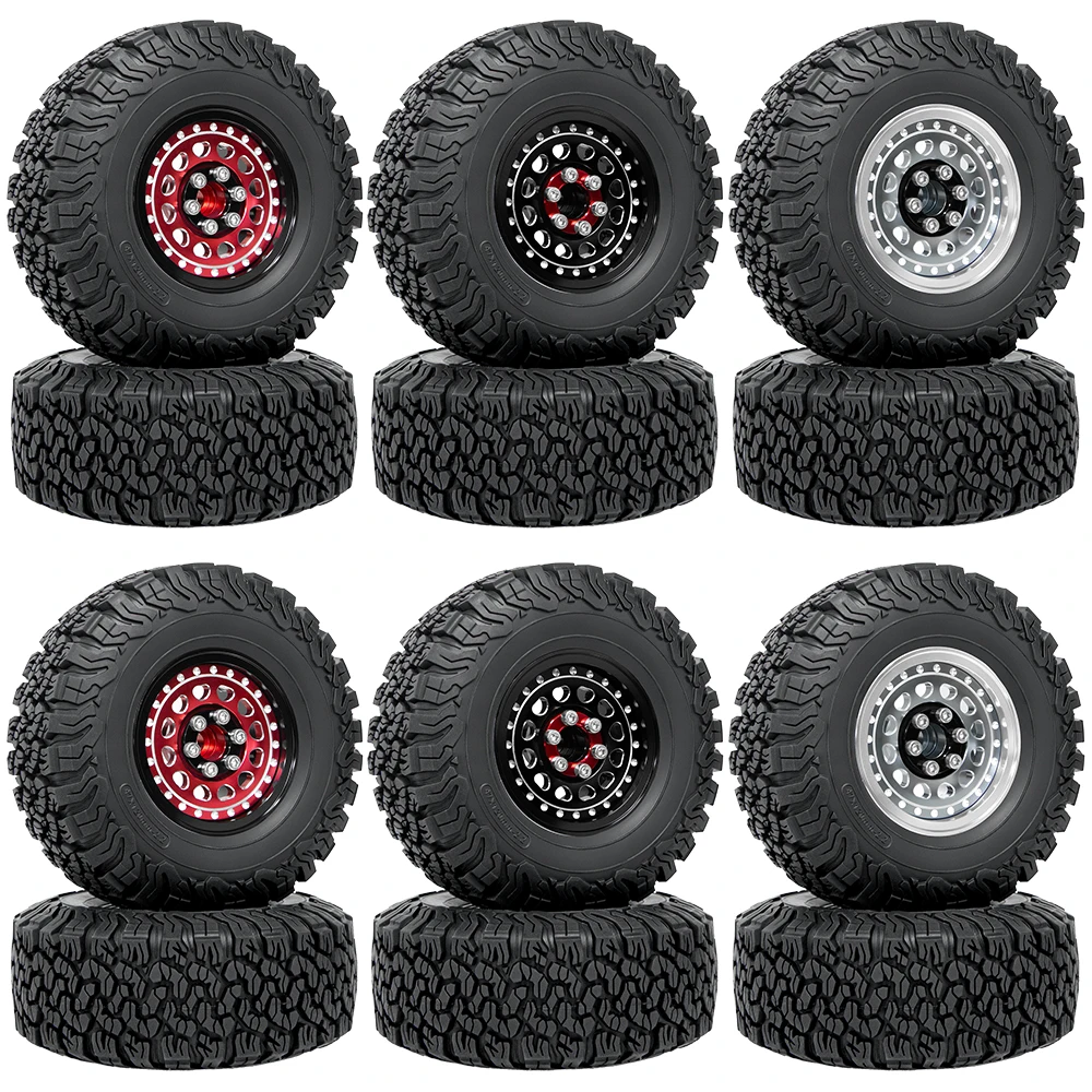 RC width: 1.57 inches (40 mm). 2.2 wheel rim/tire adjustable offset. 4-piece set, suitable for TRX4 SCX10 off-road vehicles.