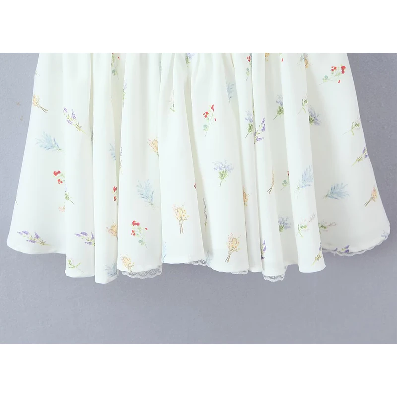 Mini Robe en dentelle pour filles, imprimé Floral, sans manches, taille basse, ligne a, robes de vacances d'été, à lacets