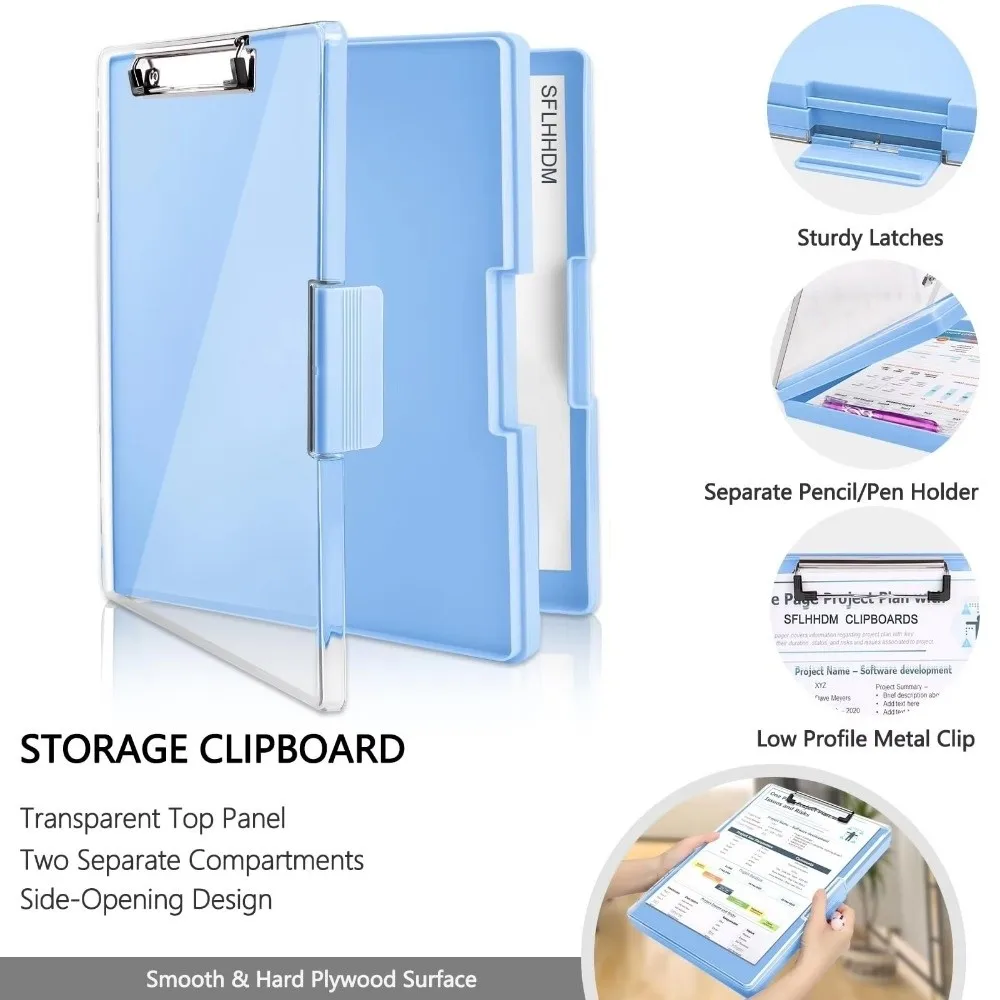 

Portable Folding Storage Clipboard Heavy Duty Plastic Nursing Clipboard Side Opening High Capacity Clip Board School Office