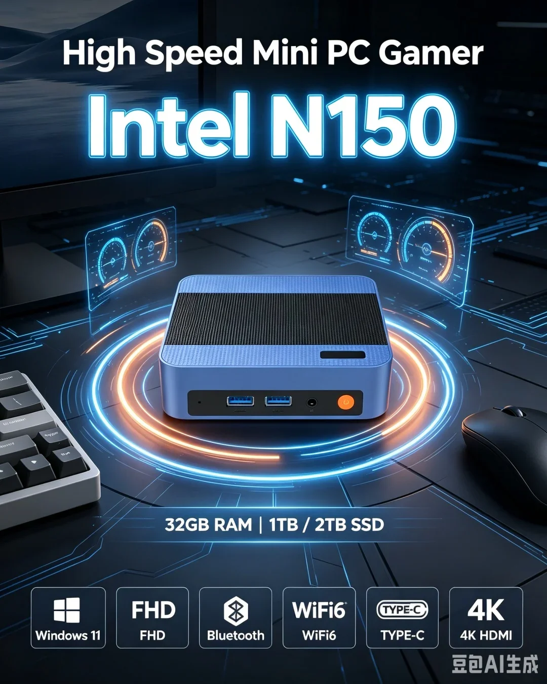 Intel Mini PC Windows 11 Intel N150 Mini Desktop Computer 16GB RAM 1/2TB SSD WIFI6 BT5.2 Micro Pc Mini Computer Pocket Mini Host
