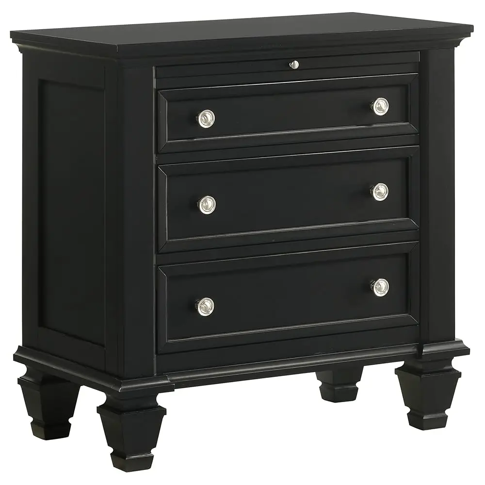 

Sandy Beach Coastal Wood 3-Drawer Bedroom Nightstand Bedside Table Organizer Unit Bla 201322