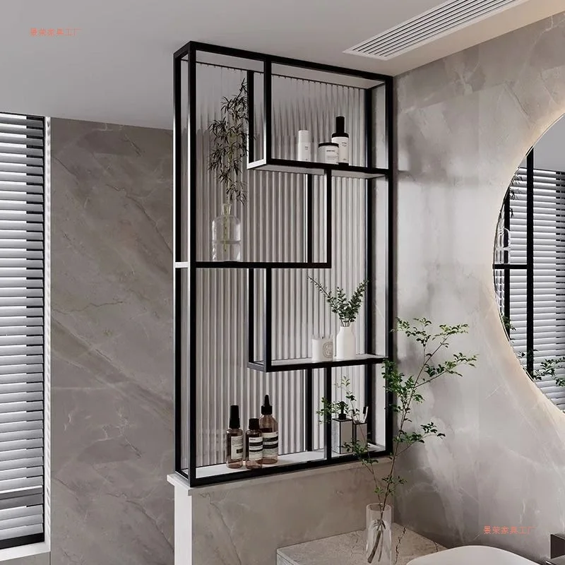 Bathroom half wall screen porch living room dry area washing rack Changhong glass partition metal children