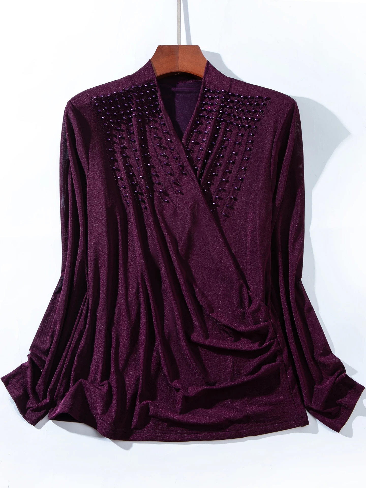 

Сексуальный однотонный женский топ с крестиком и бусинами, модный женский топ, молодежный и модный осенний наряд, новая эластичная эластимость в западном стиле