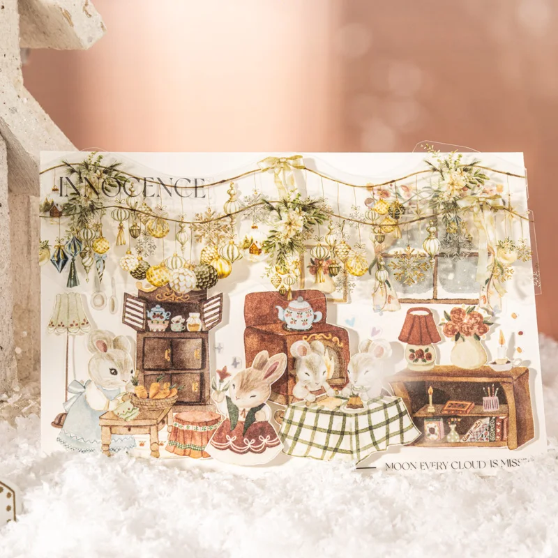 Journal GO 4x200cm Winter Snow Themed Landscape Tape Naklejki Dekoracyjne Scrapbooking Card Making Diary SMasking Tape