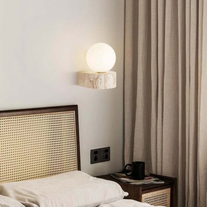 Modern LED Wall Glass Lamp Japanese Retro Simple Warm Creative Corridor Light Bedroom Study Bedside Apartment Decoration Light