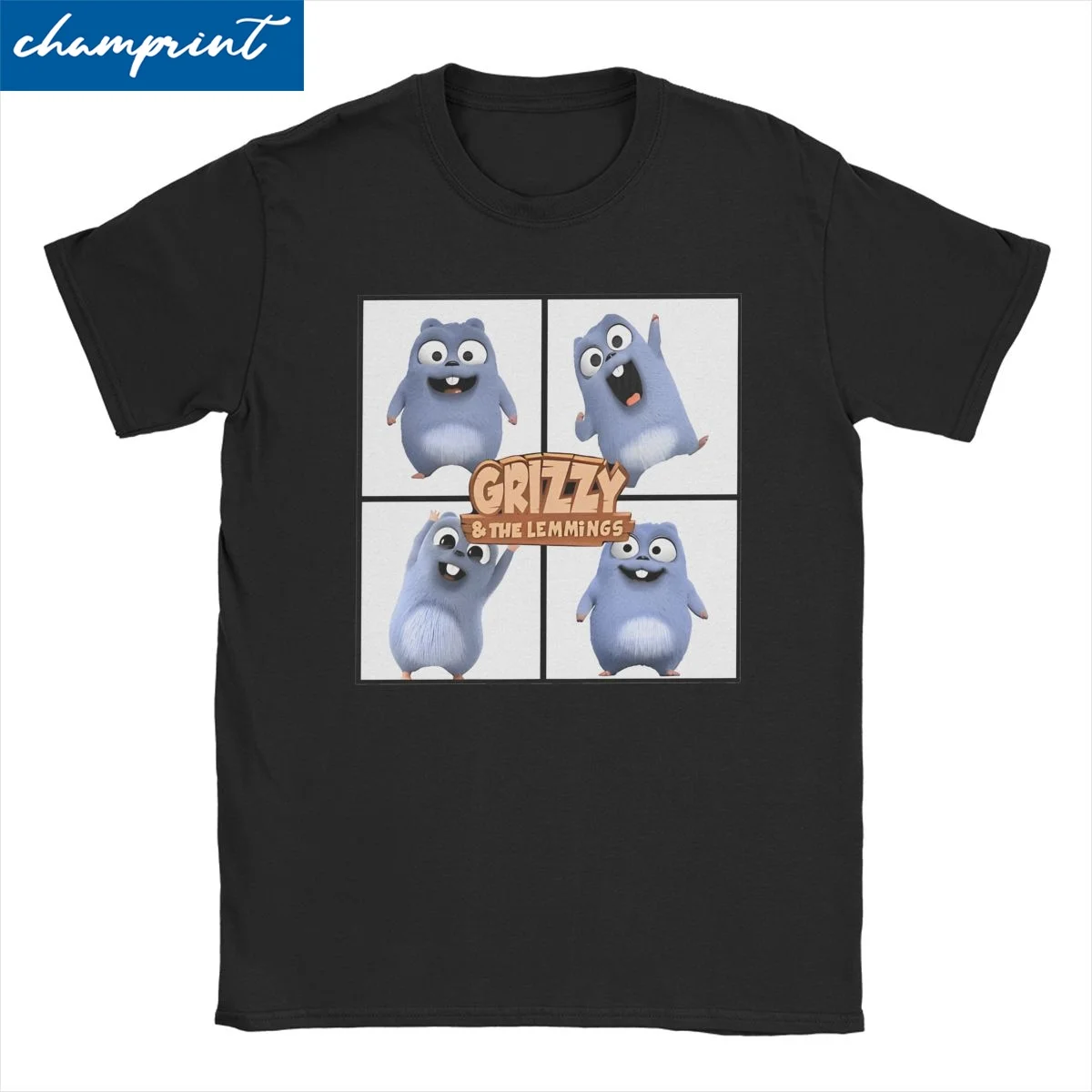 Homens e Mulheres Grizzy Cartoon Anime T-Shirt, 100% Algodão, Manga Curta, T em Gola Redonda, Roupas Novidade, Plus Size