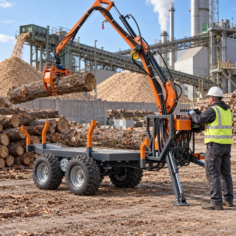 Rugged Timber Loading Crane Built for Log Yard Handling Customized with Precision Grab Control Hydraulic Log Loader