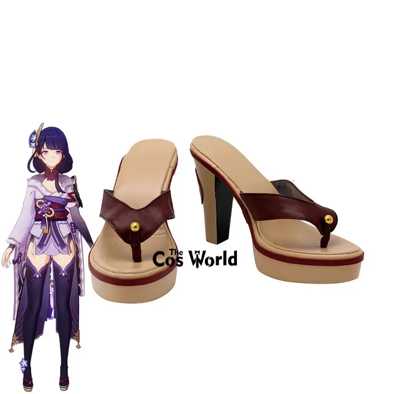 Genshin Raiden Shogun Games Customize Cosplay High Heels Shoes