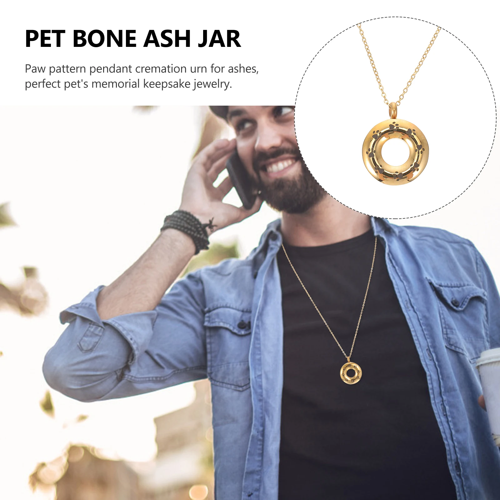 

Paw Pattern Titanium Steel Pet Urn Pendant Cremation Ashes Holder Memorial Keepsake Hanging Bone Ash Container For Dogs Women