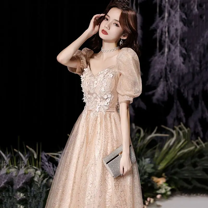 Evening 2024 New Elegant Slim Fit High-End Ladies Adult Ceremony Banquet Dress Fairy Long