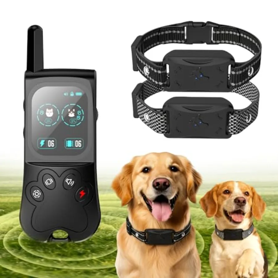 Outdoor Wireless Dog Fence System for Pet Containment Waterproof Black Electric Collar with 3 Warning Modes Portable Training C
