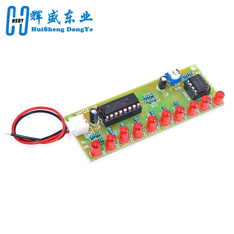 Zestaw do nauki NE555 + CD4017, moduł LED migających świateł, elektroniczny zestaw LSD-10 3-4.5V DIY dla Arduino — zdjęcie produktu 5