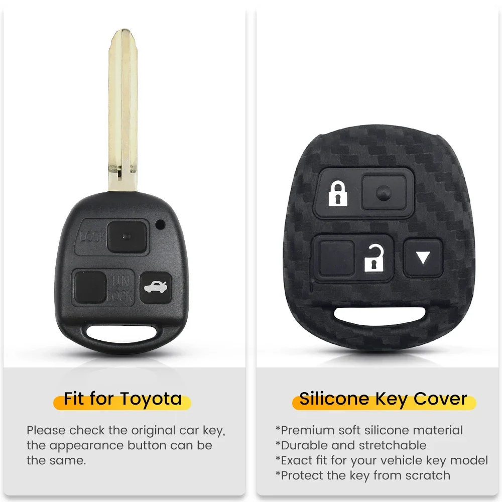 KEYYOU For Lexus For Toyota Camry RAV4 Corolla PRADO YARIS Tarago Carbon Silicone Key Case