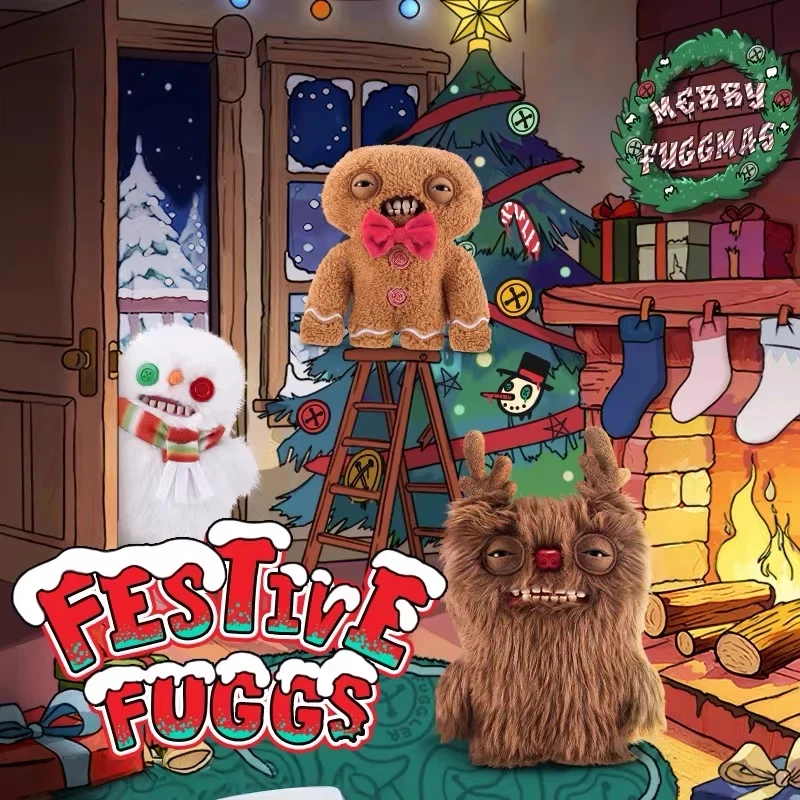 

FUGGLER Toothy Рождественский пряничный человечек Снеговик Олень Мягкая плюшевая кукла 25 см Милый праздничный подарок Декор детской комнаты Коллекционная мягкая кукла