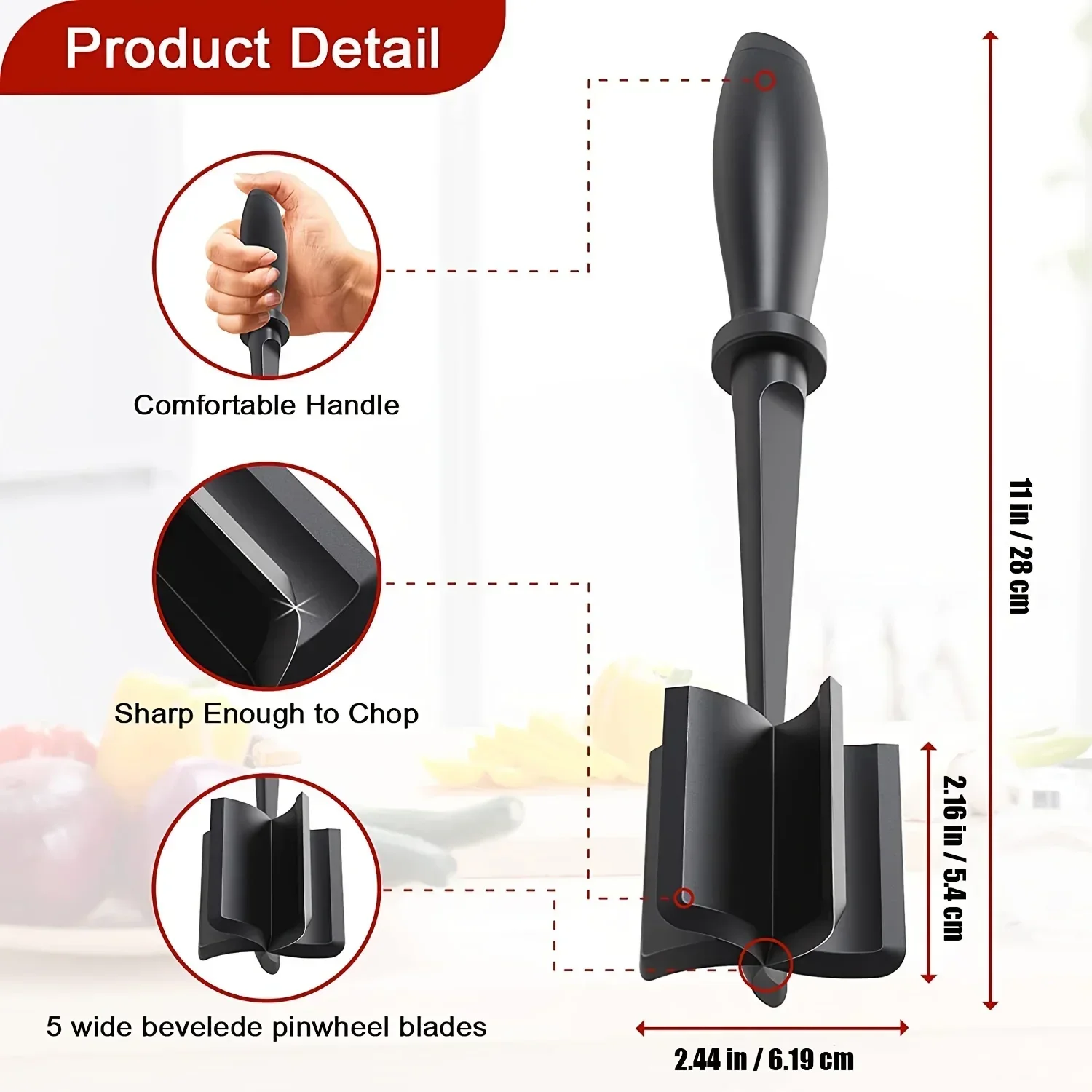 Kitchen Meat Chopper Meat Chopper, Hamburger Chopper, Premium Heat Resistant Masher and Smasher for Hamburger Meat, Ground Beef