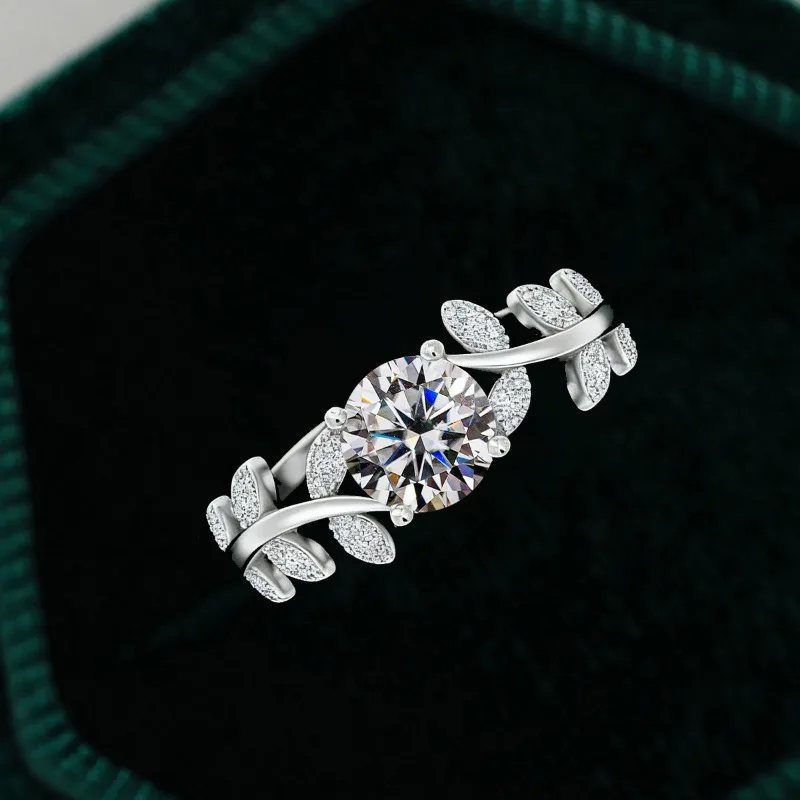 KNB 1CT معتمد مويسانيتي حقيقي الماس ليف حلقة مستديرة للنساء الذكرى اليومية ريال 925 فضة غرامة مجوهرات