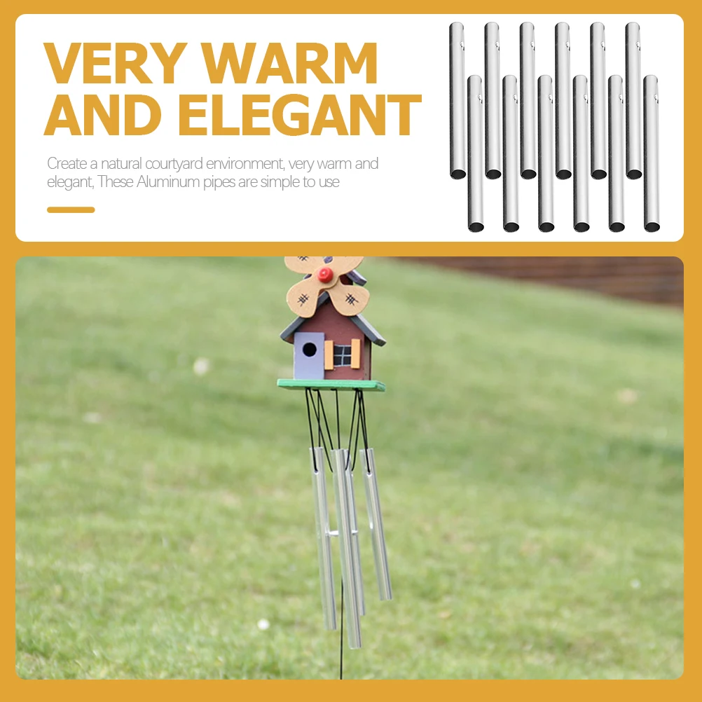 12 قطعة أنابيب الألومنيوم الرياح الرنين قبل حفر Diy بها بنفسك قلادة معلقة لحديقة الشرفة الديكور الرياح الرنين صياغة المواد