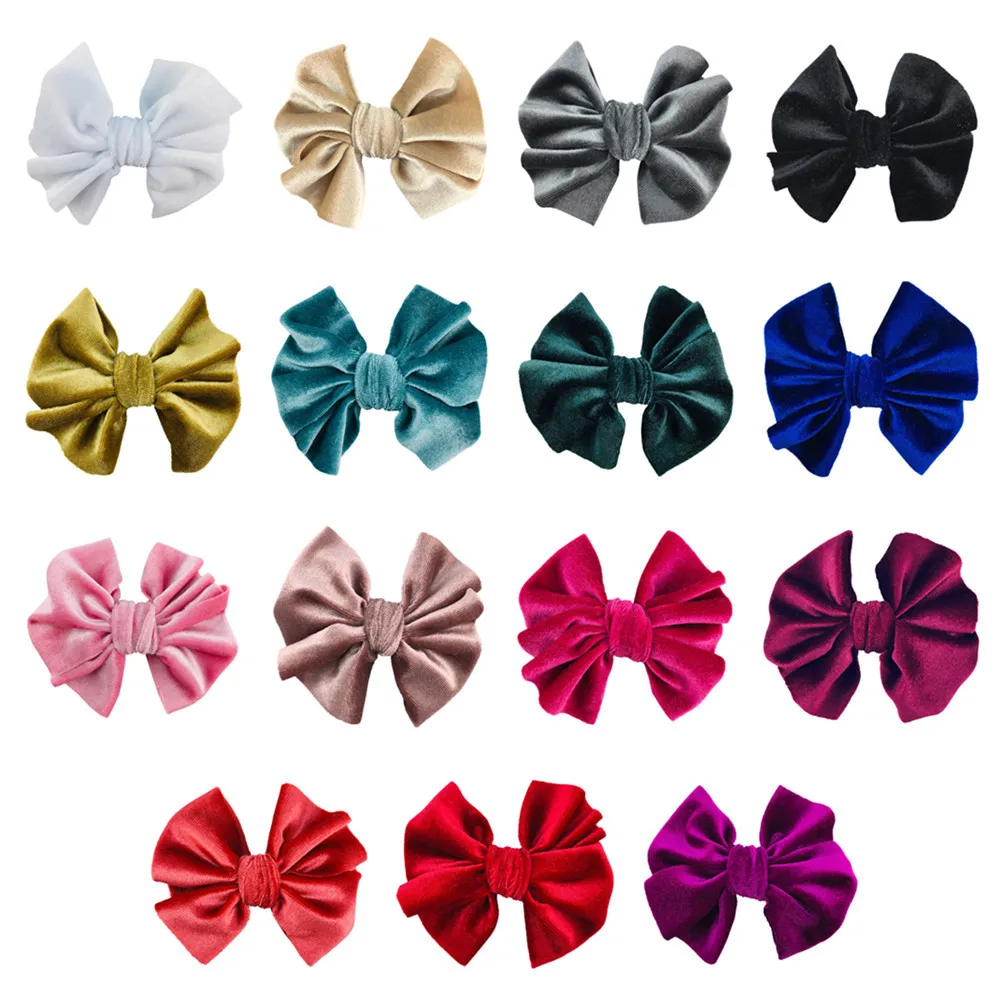 

200pcs New Korean Fleece Bow Aliexpress Hot Selling Gold Velvet Diy Accessories Baby Girls Kids Headwear Direct Wholesale