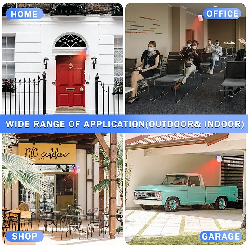 ABXF-Motion Sensor Alarm System, Wireless Home Security Driveway Alarm ในร่ม, PIR Motion Detector Alert 2 เซ็นเซอร์ US Plug