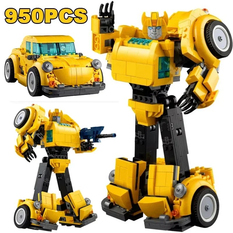 950PCS Yellow Robot Truck Car Building Blocks Truck Transformationed Autobot Deformation Assemble Bricks Toys Gift For Kid Adult
