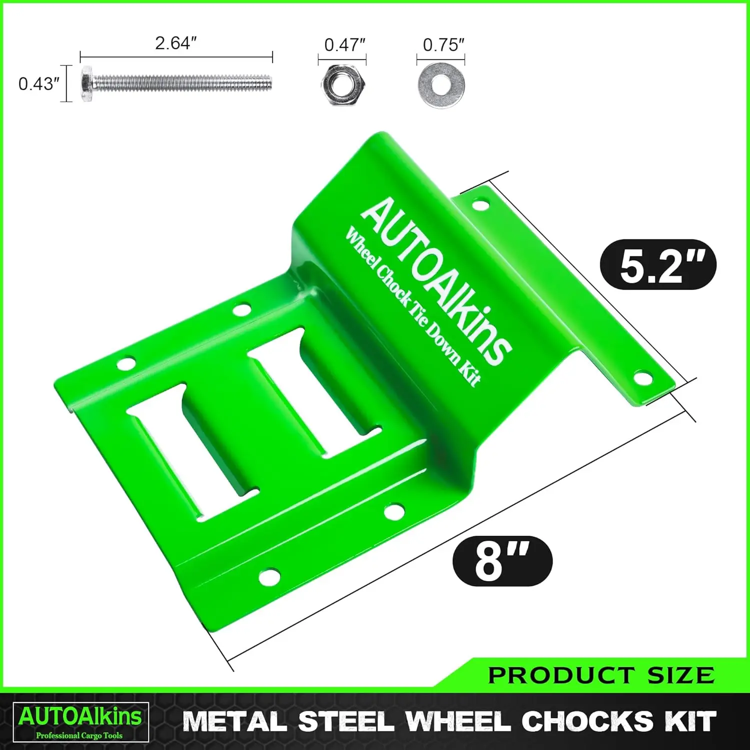 Wheel Chock Tie Down Kit, Trailer Tie Down Strap Kit,Heavy Duty Trailer Tie Down System for UTV, ATV, Mower, etc, Wheel Chock &