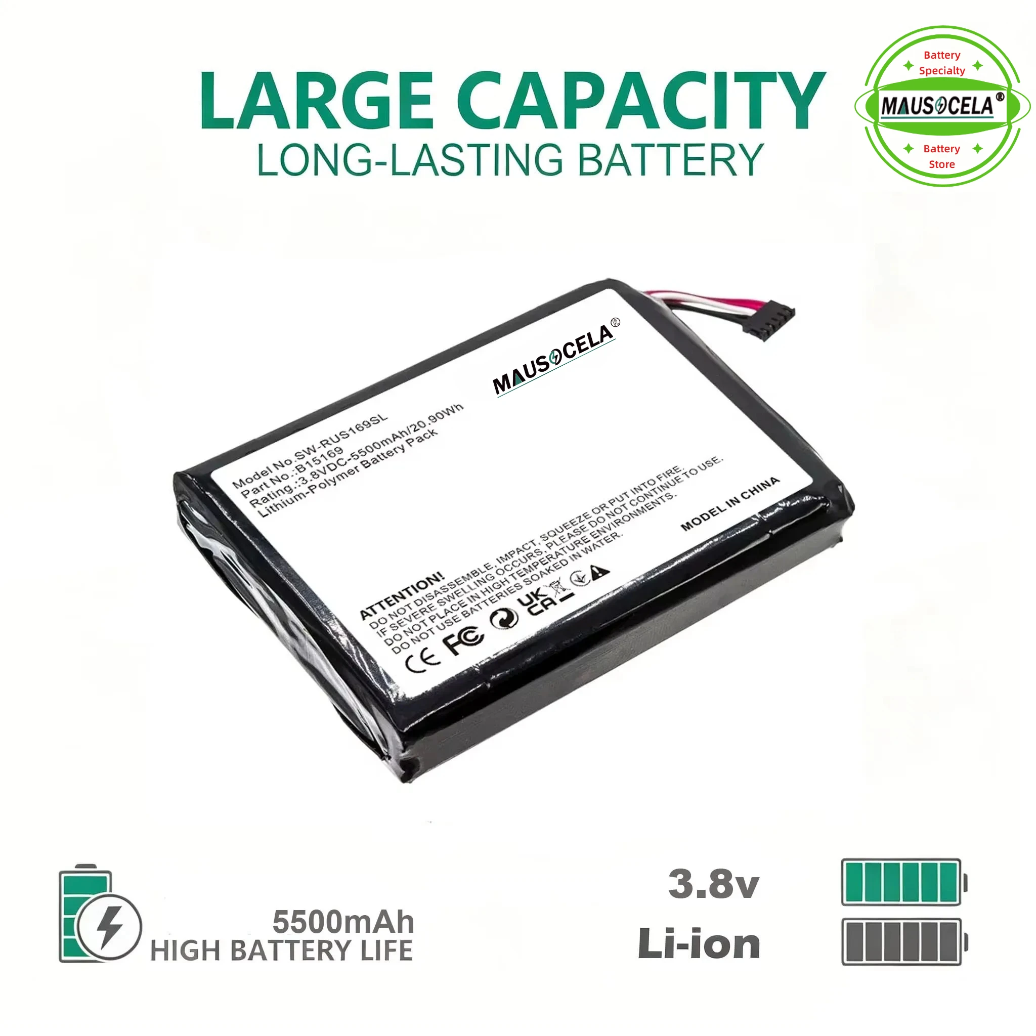 5500mAh Home Security Camera Battery For Ring:B15169,Outdoor Security Cam,Stick Up Cam,--Li-Polymer--3.80V