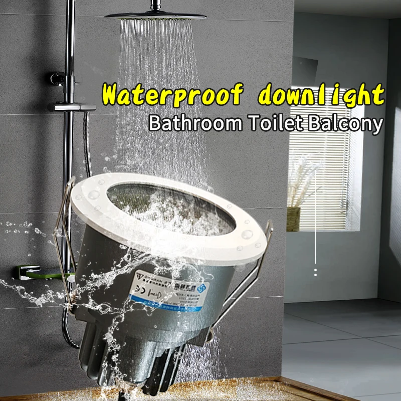 

Waterproof downlight LED spotlight suitable for outdoor balcony kitchen shower room wet area installation AC220v 110v 3W 5W 7W 1