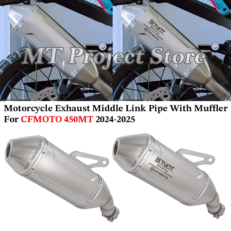 

Motorcycle Exhaust Escape System Mid Link Pipe Muffler No DB Killer Slip On For CFMOTO 450MT 450 MT IBEX450 IBEX 450 2024 2025