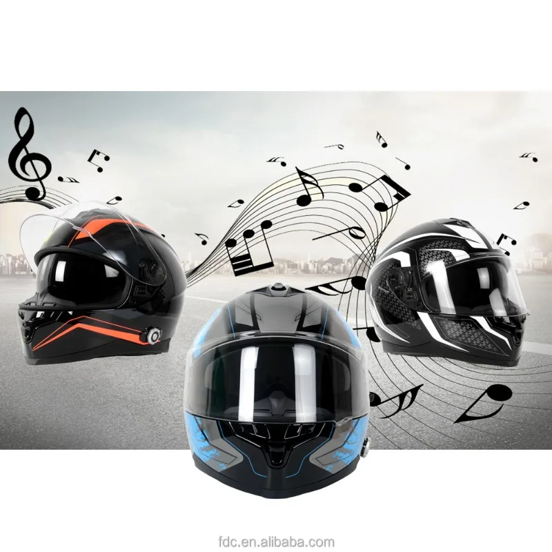 Airo ECE Certified ABS Material Safety Motorcycle Helmet Built-In  500M Wireless Intercom Helmet BT Music Helmet + FM Radio