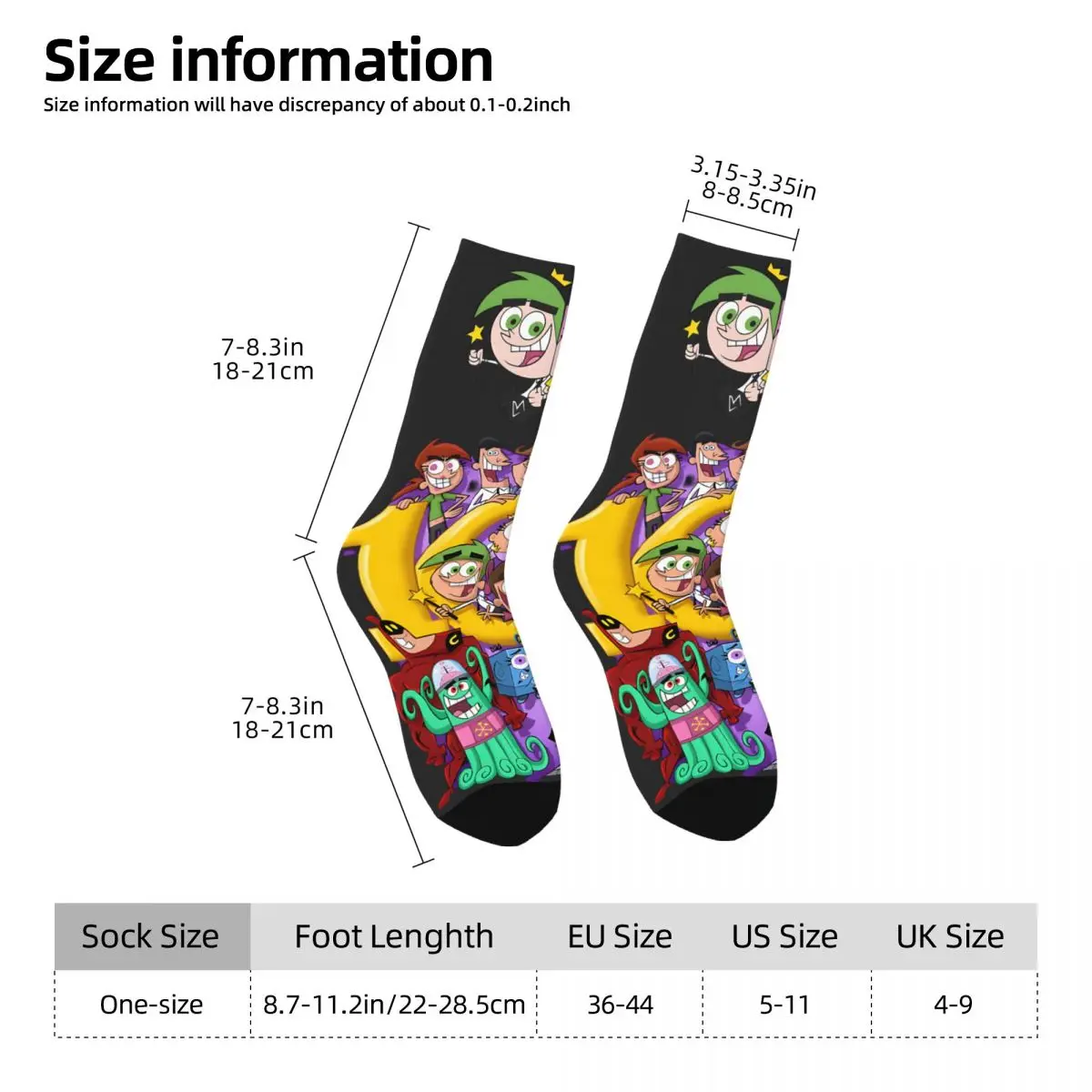 Funny Happy Men\'s compression Socks Combination Vintage Harajuku The Fairly Oddparents Hip Hop Novelty Casual Crew Crazy Sock