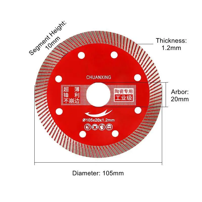 Dia 105mm Super Thin Diamond Turbo Saw Blade Cutting Discs for Porcelain Ceramic Tile Granite Cutting Tools Diamond Blades Disc