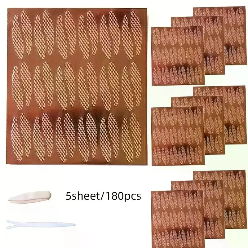 180pcs Lace Mesh Teardrop Shape Eyelid Paste-Shaped Invisible Double Fold Eyelid Shadow Tape Sticker Beauty Makeup Eyelid Tool