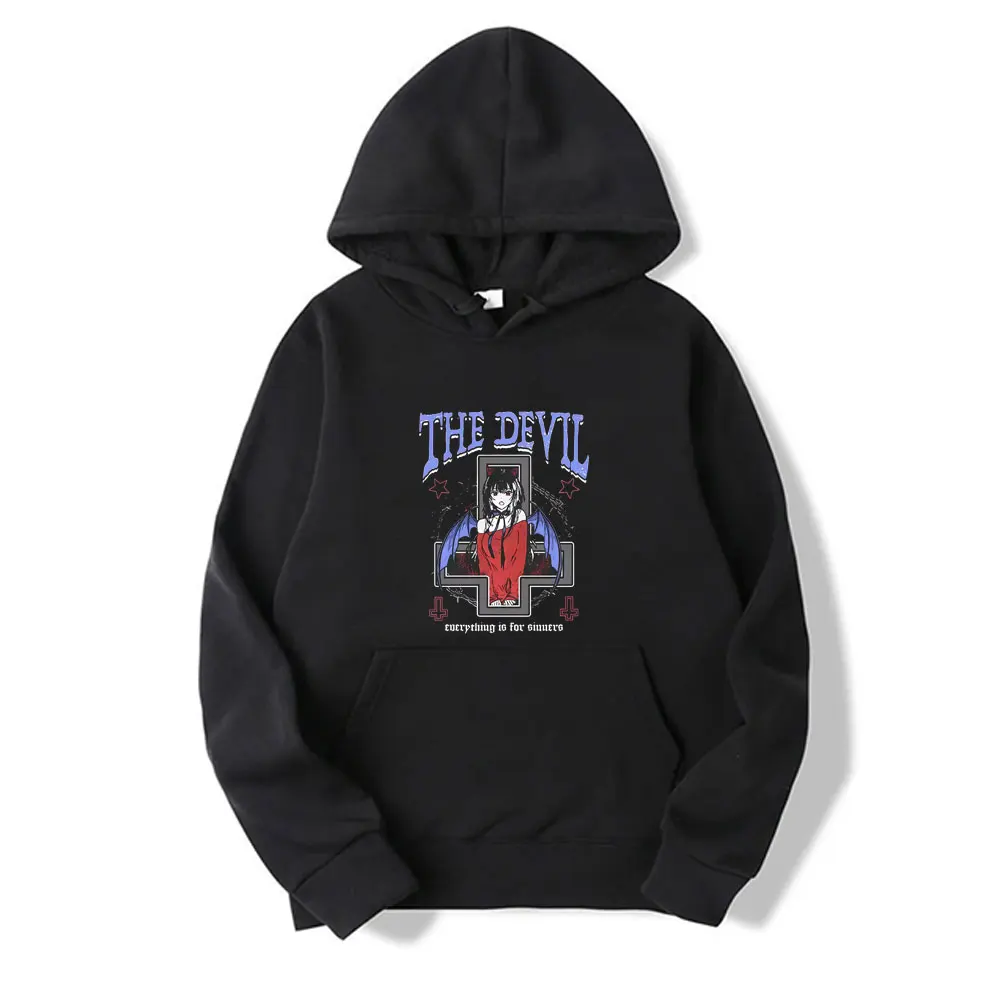 

Hot Sale Anime Men Women Hoodie Unisex Gothic Printed Hooded Sweatshirt Male Fashion Aesthetic Pullover Hoodies Male Clothing