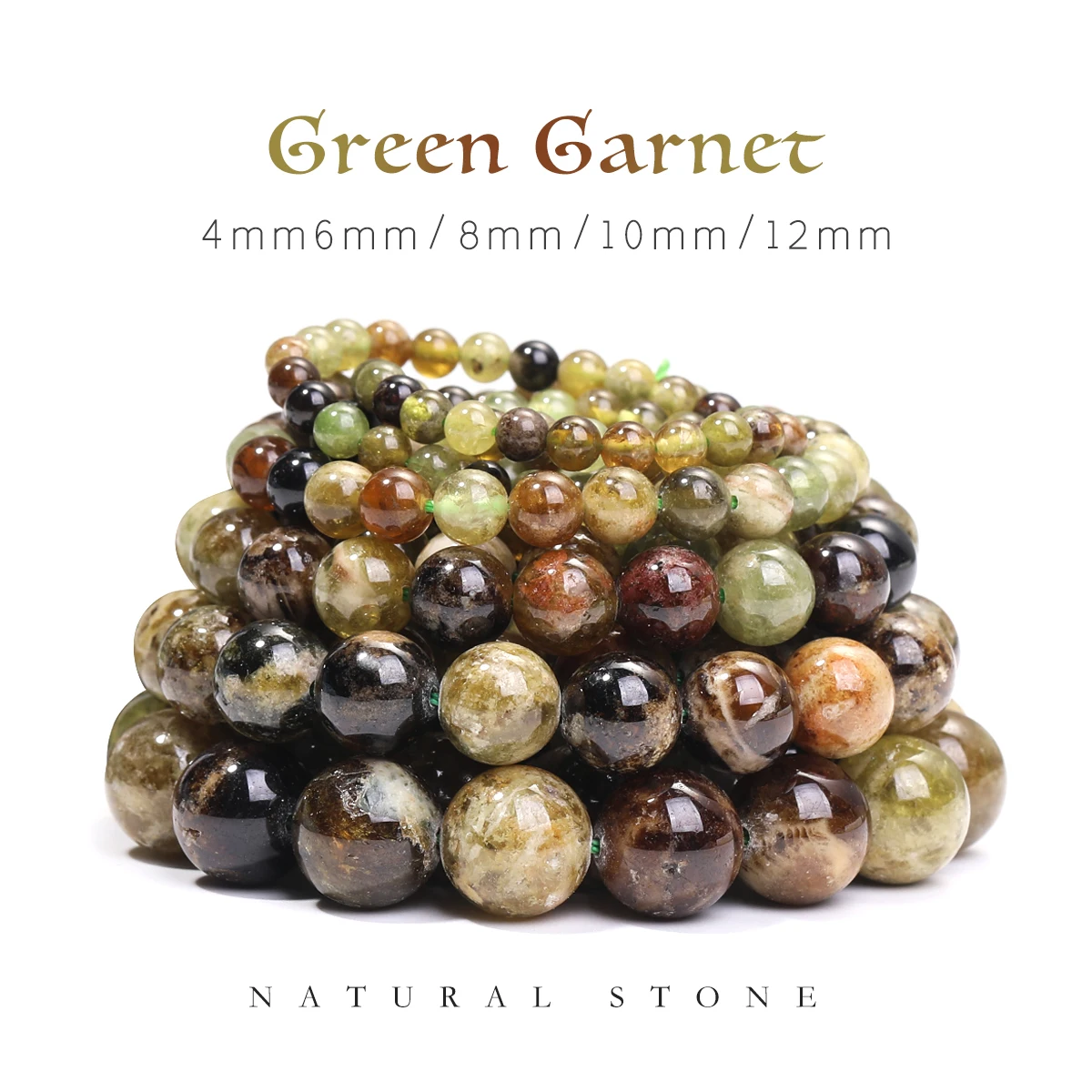 

4/6/8/10/12 мм круглые свободные бусины с зеленым гранатом для изготовления ювелирных изделий, аксессуары для браслетов «сделай сам», день рождения, вечеринка, йога, путешествия