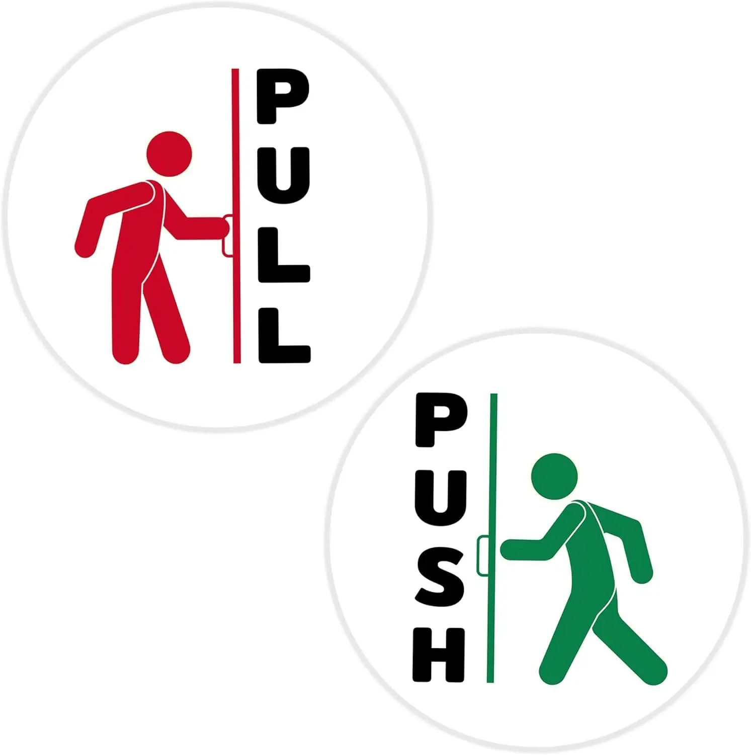 2 Pack Push Pull Double Sided PVC Vinyl Sticker For Doors And Entrance Windows Safety Notice Decal